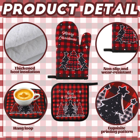 Fanfanwin Christmas oven mitts provide padded grip for baking tasks
