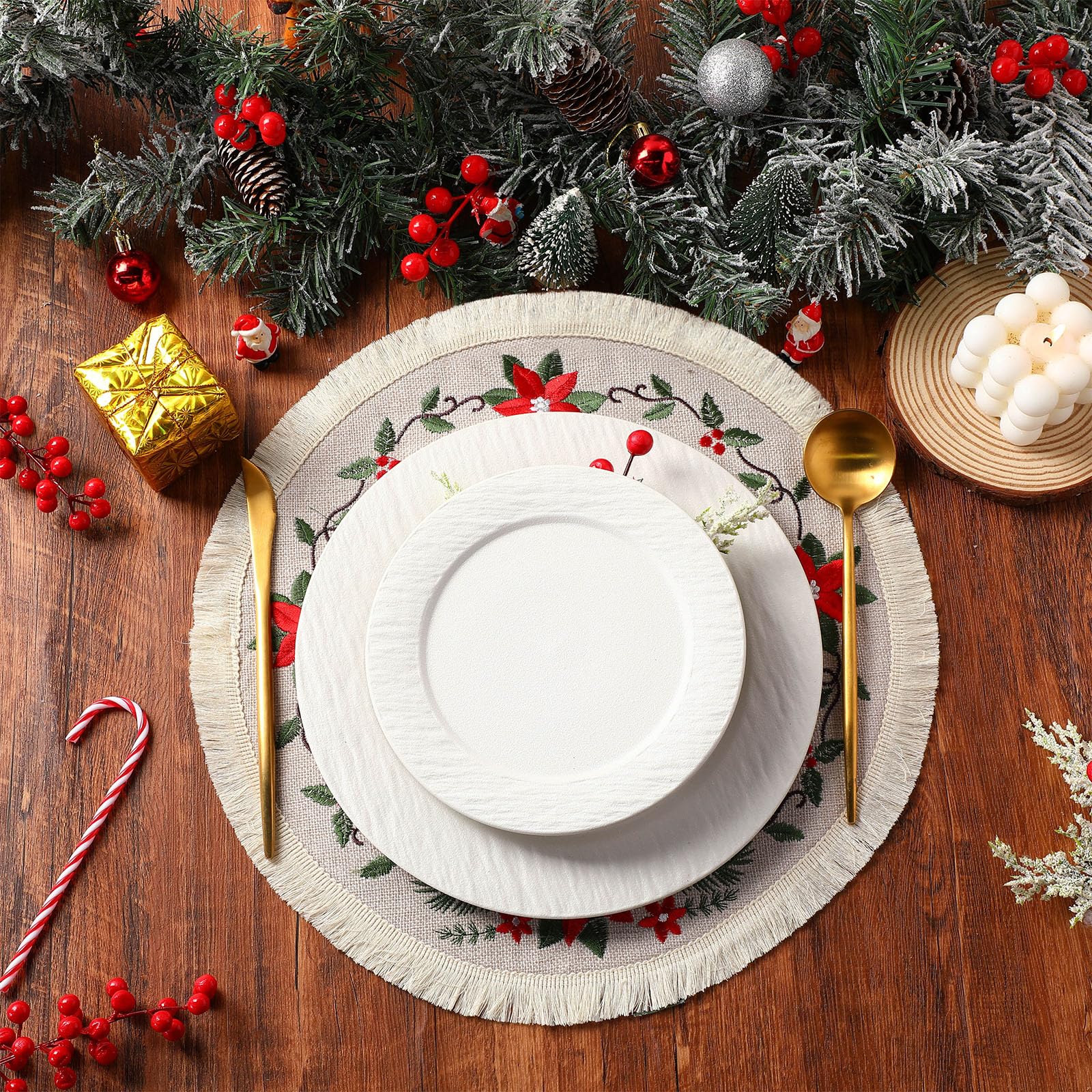 Fanfanwin faux burlap fabric texture on placemat