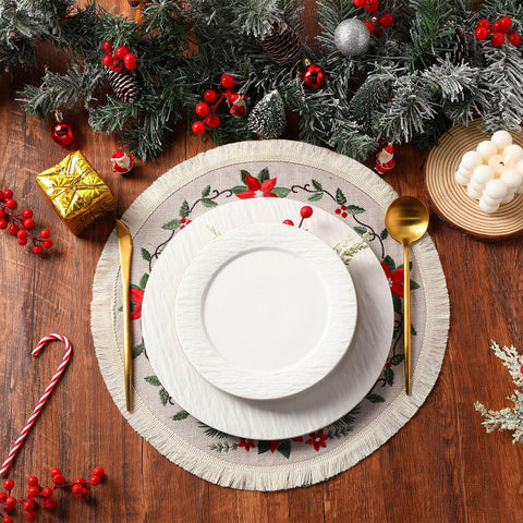 Fanfanwin faux burlap fabric texture on placemat