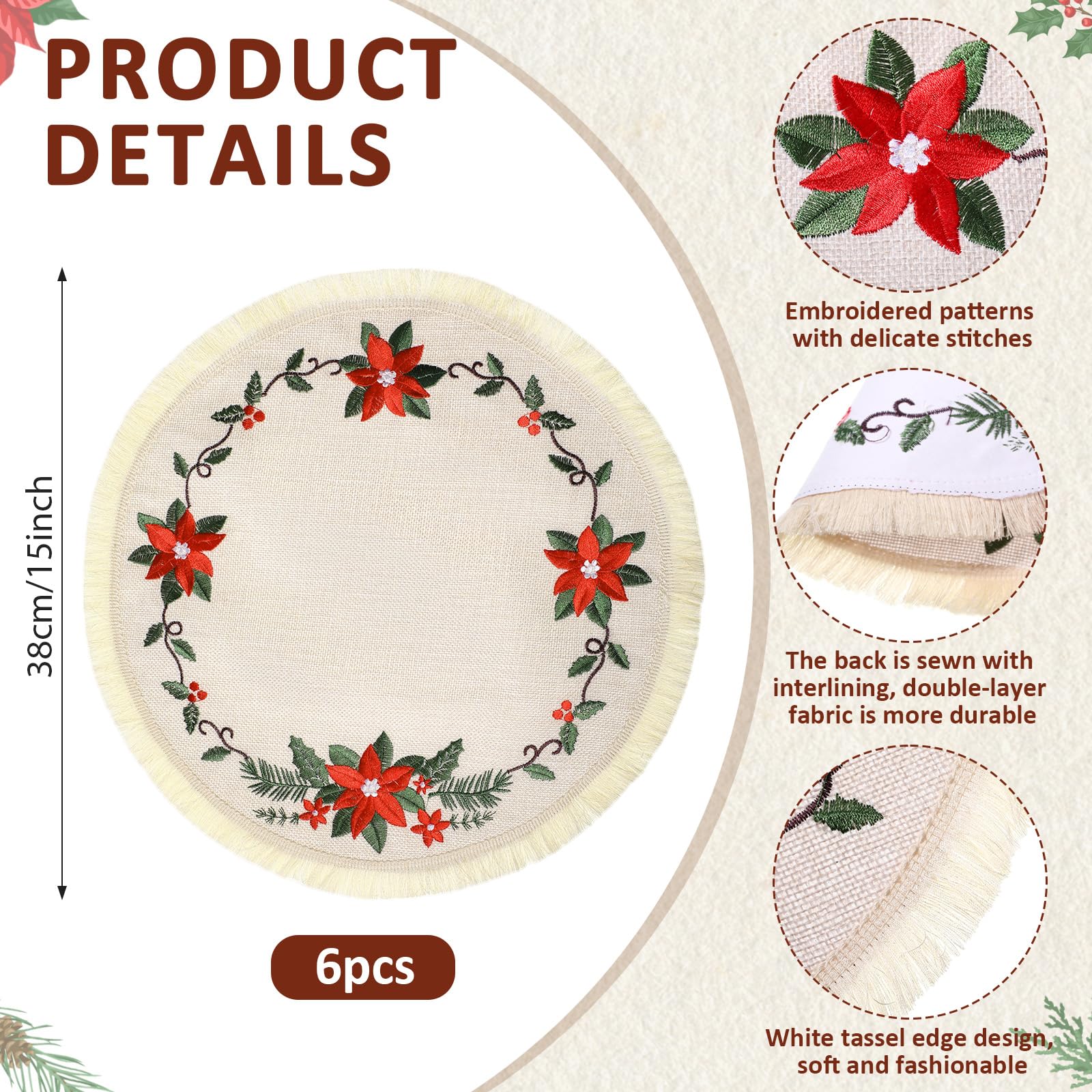 Fanfanwin tassel-detail round placemat on holiday table
