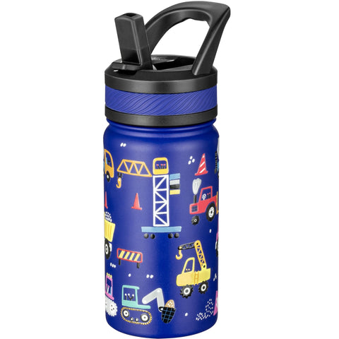 Fanhaw 14oz kids insulated bottle blue straw for cold drinks on the go
