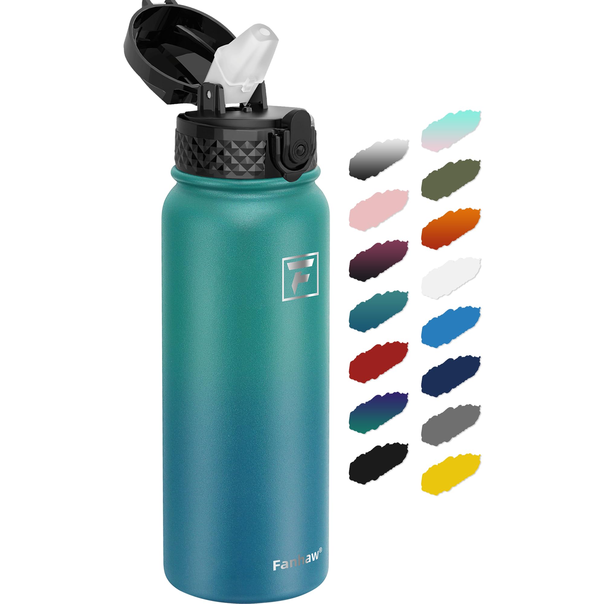 Fanhaw 20oz insulated stainless steel bottle with straw lid keeps drinks cold