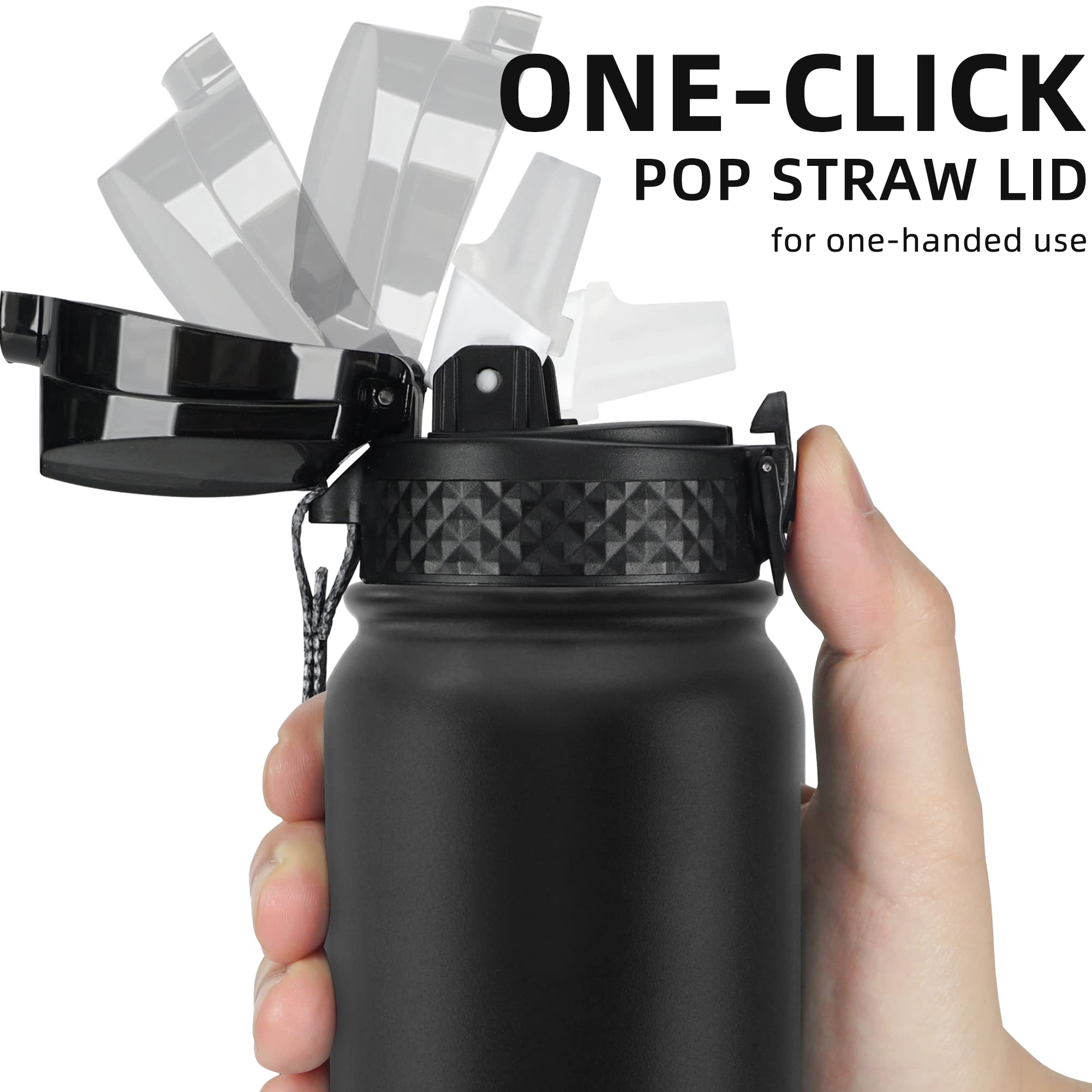 Fanhaw straw lid with dust cover keeps the straw clean on the move.