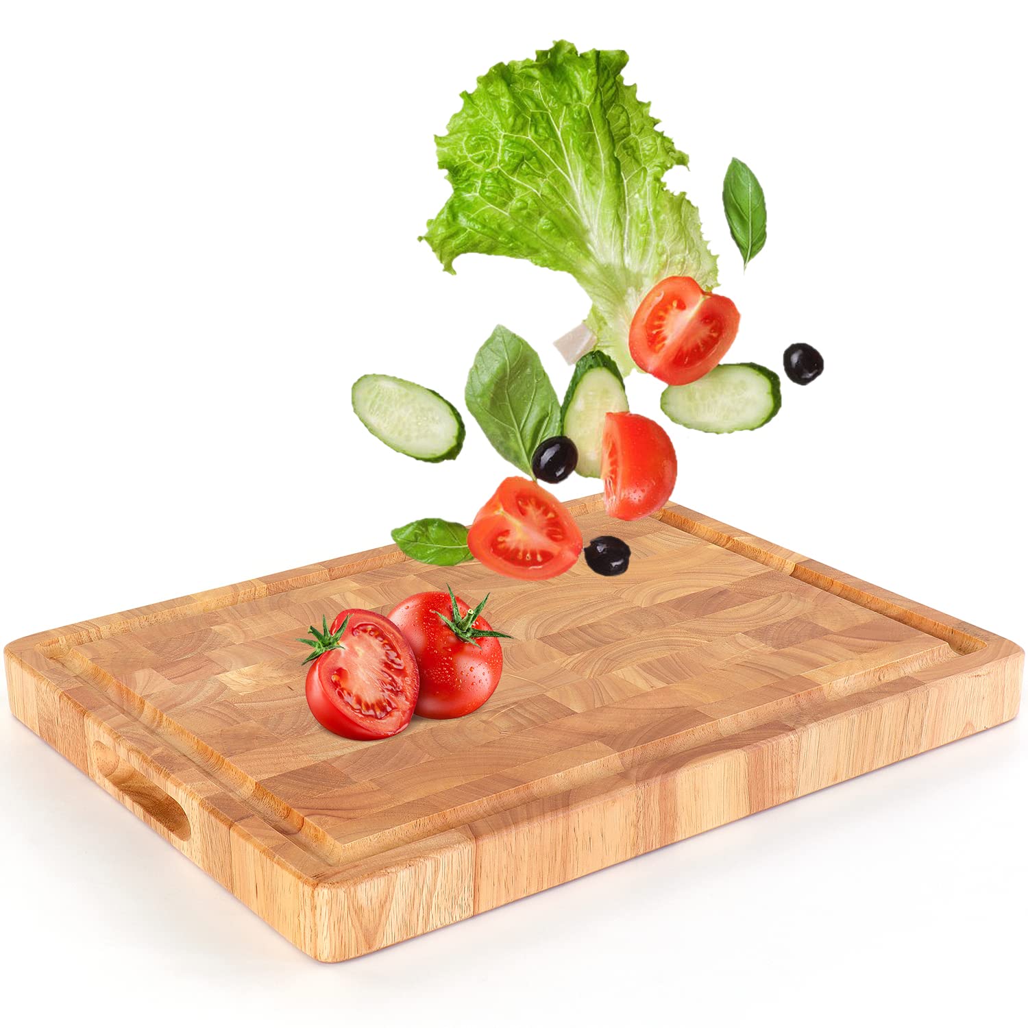 FANICHI End Grain Cutting Board side view highlights the sturdy edge for heavy-duty chopping