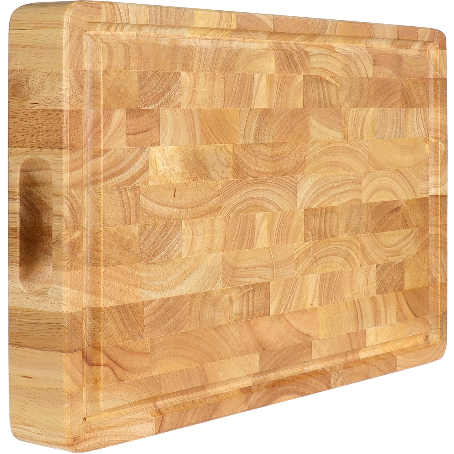 FANICHI End Grain Cutting Board top view shows a large prep surface for slicing