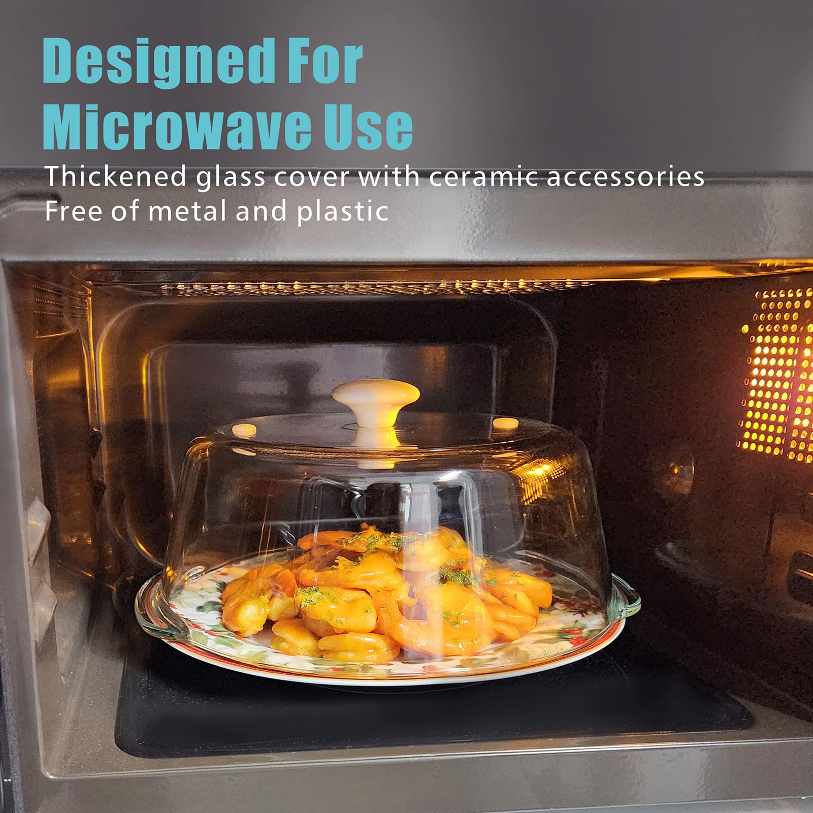 Fanqiew microwave cover with ceramic knob for a secure grip