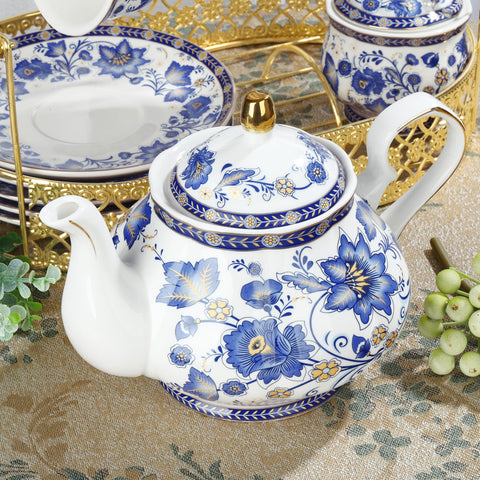 Fanquare blue cups and saucers ideal for family tea gatherings.