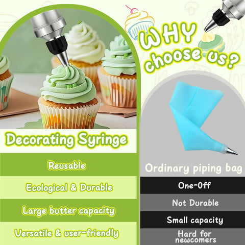 FANTEXY cake decorating kit in use on cupcakes and cookies