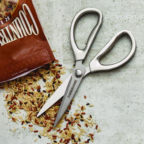 Farberware all purpose shears contoured handles provide a comfortable grip during use