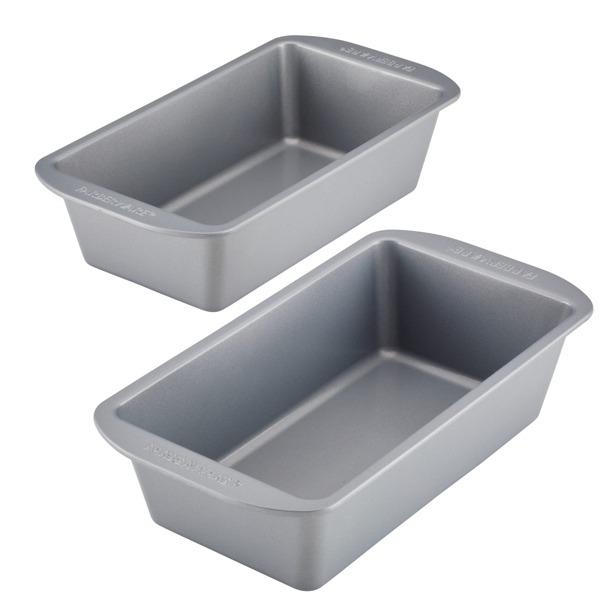 Farberware GoldenBake loaf pan set, top view, two pans for versatile baking.