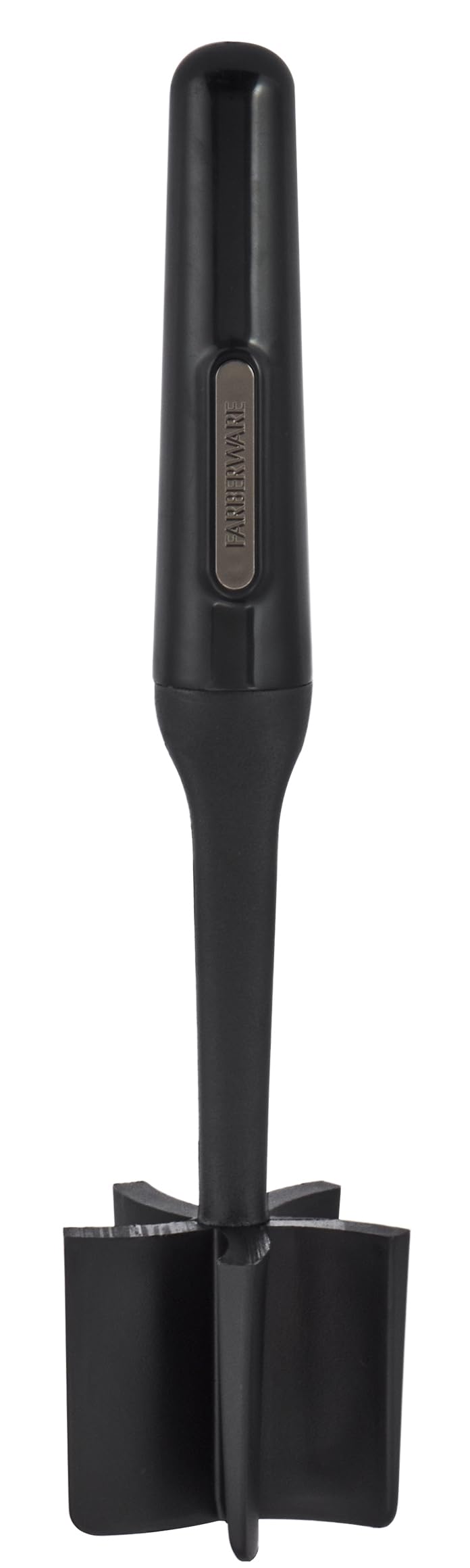 Farberware nylon meat masher with five blades breaks up ground meat in hot pans.