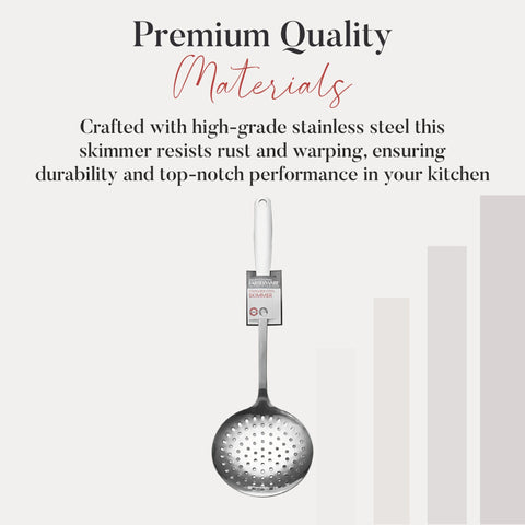 Farberware skimmer is dishwasher-safe for quick cleanup after cooking.