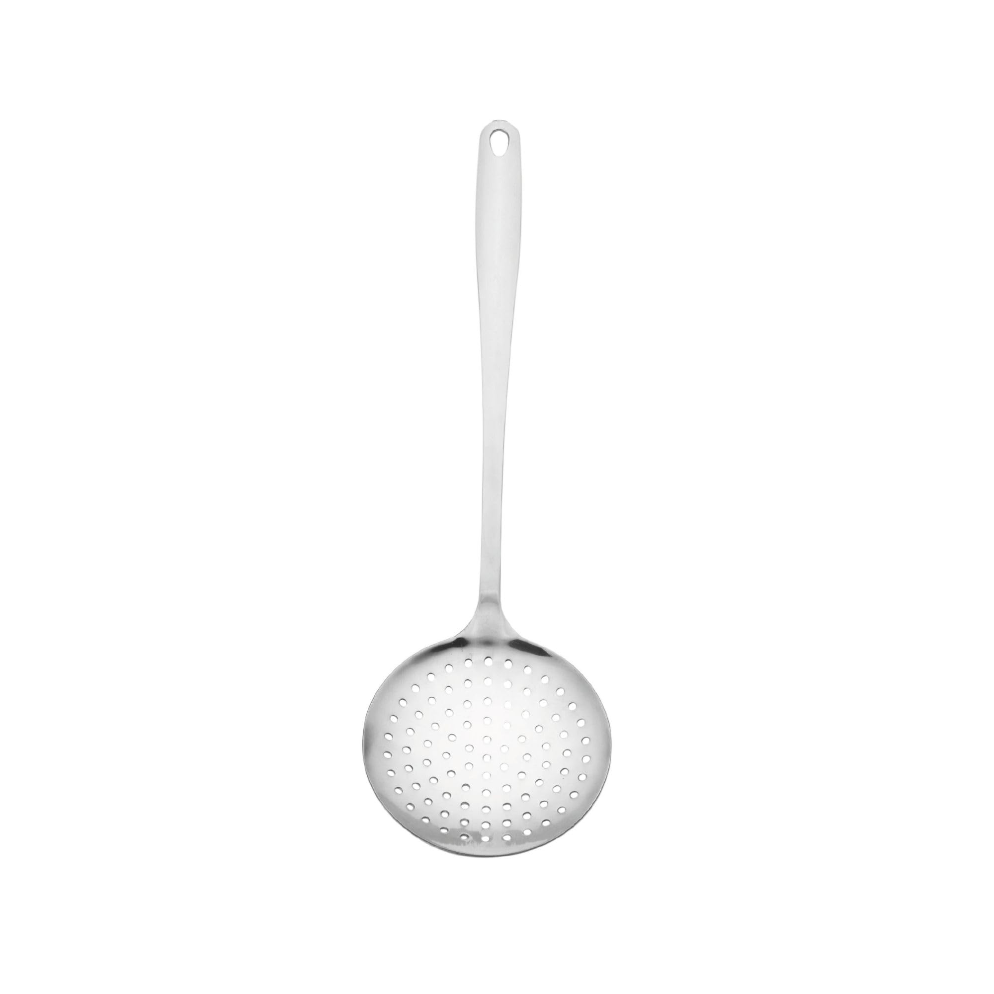Farberware stainless steel skimmer, rust-resistant for daily kitchen use.