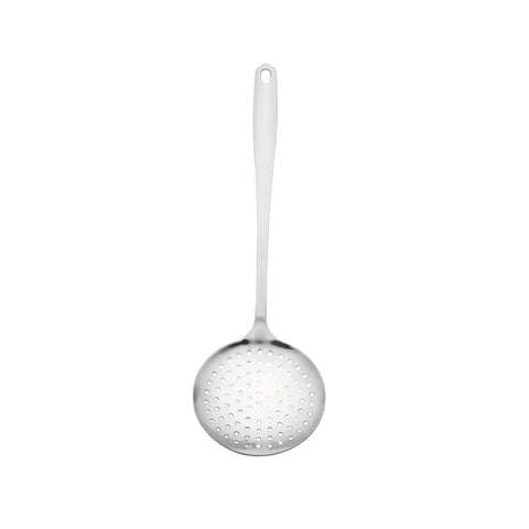 Farberware stainless steel skimmer, rust-resistant for daily kitchen use.