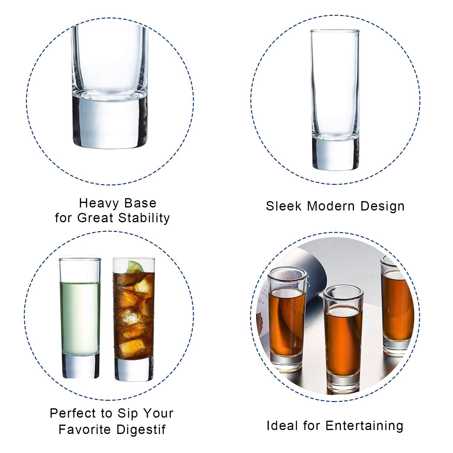 Farielyn-X 2oz shot glasses ideal for tequila shots with crisp pours.
