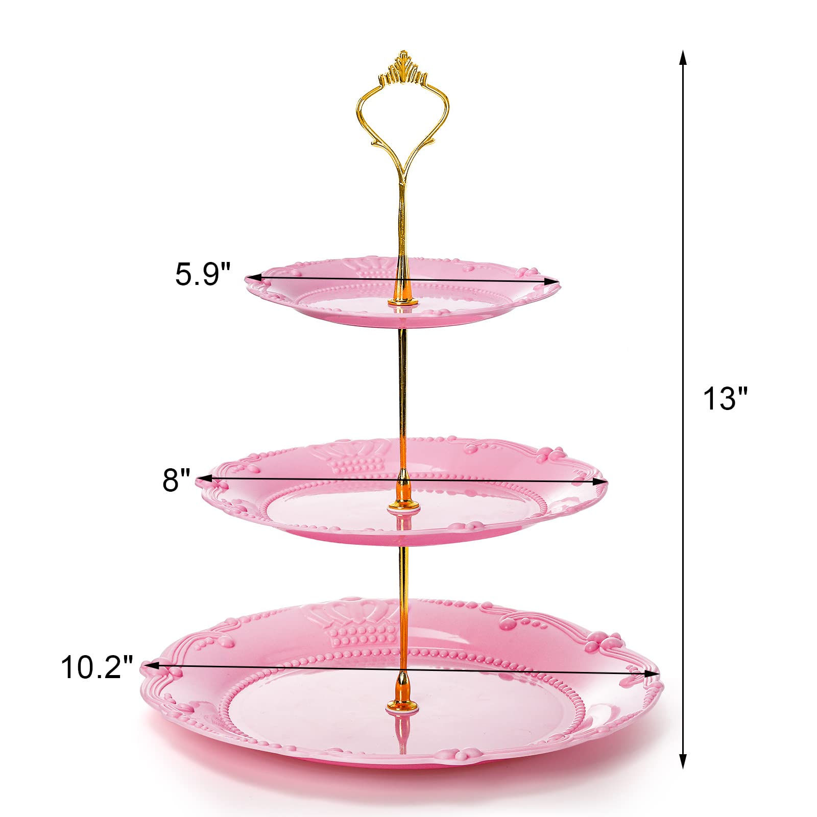 Fasmov 3-tier cupcake stand pink highlighting desserts for birthdays