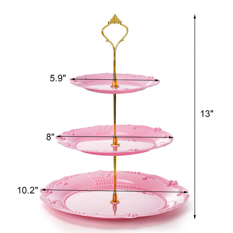 Fasmov 3-tier cupcake stand pink highlighting desserts for birthdays