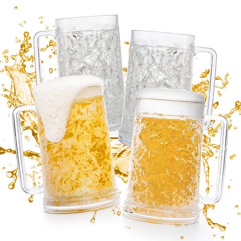 Fasmov freezer beer mug with double-wall, cooling without condensation.