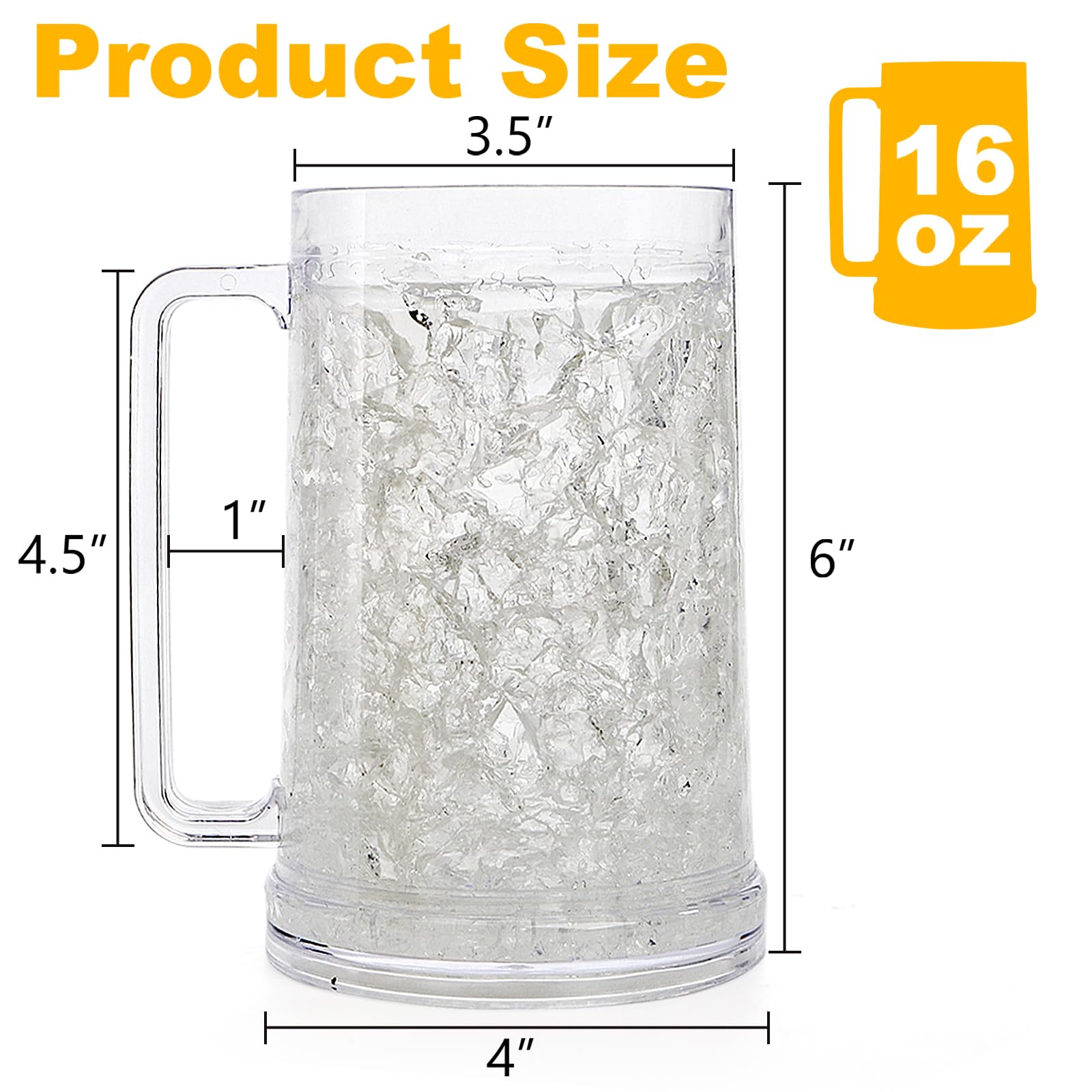 Fasmov freezer beer mug handle close-up for comfortable grip.