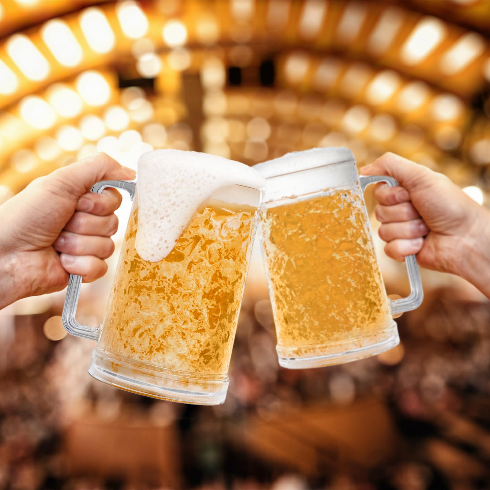 Fasmov freezer beer mug sweat-free design on a table.
