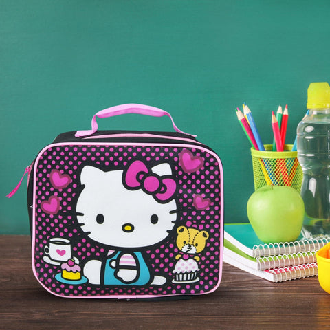 Fast Forward Hello Kitty lunch bag durable materials withstand daily use and spills.