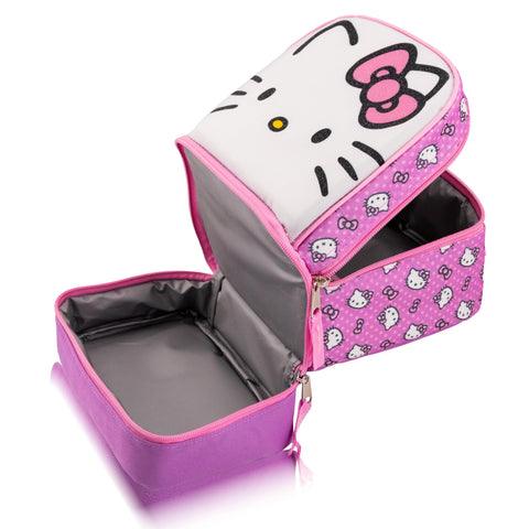 Fast Forward Hello Kitty lunch box open reveals multiple compartments for snacks.