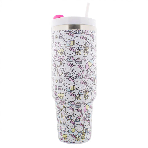 Fast Forward Hello Kitty 40oz tumbler stainless steel body durable and easy to clean.
