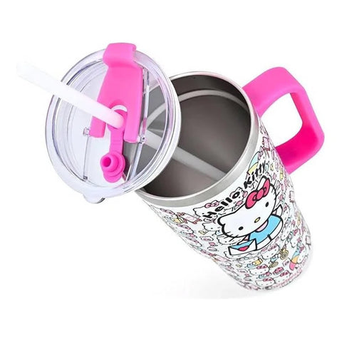 Fast Forward Hello Kitty 40oz tumbler straw convenient for sipping on the go.