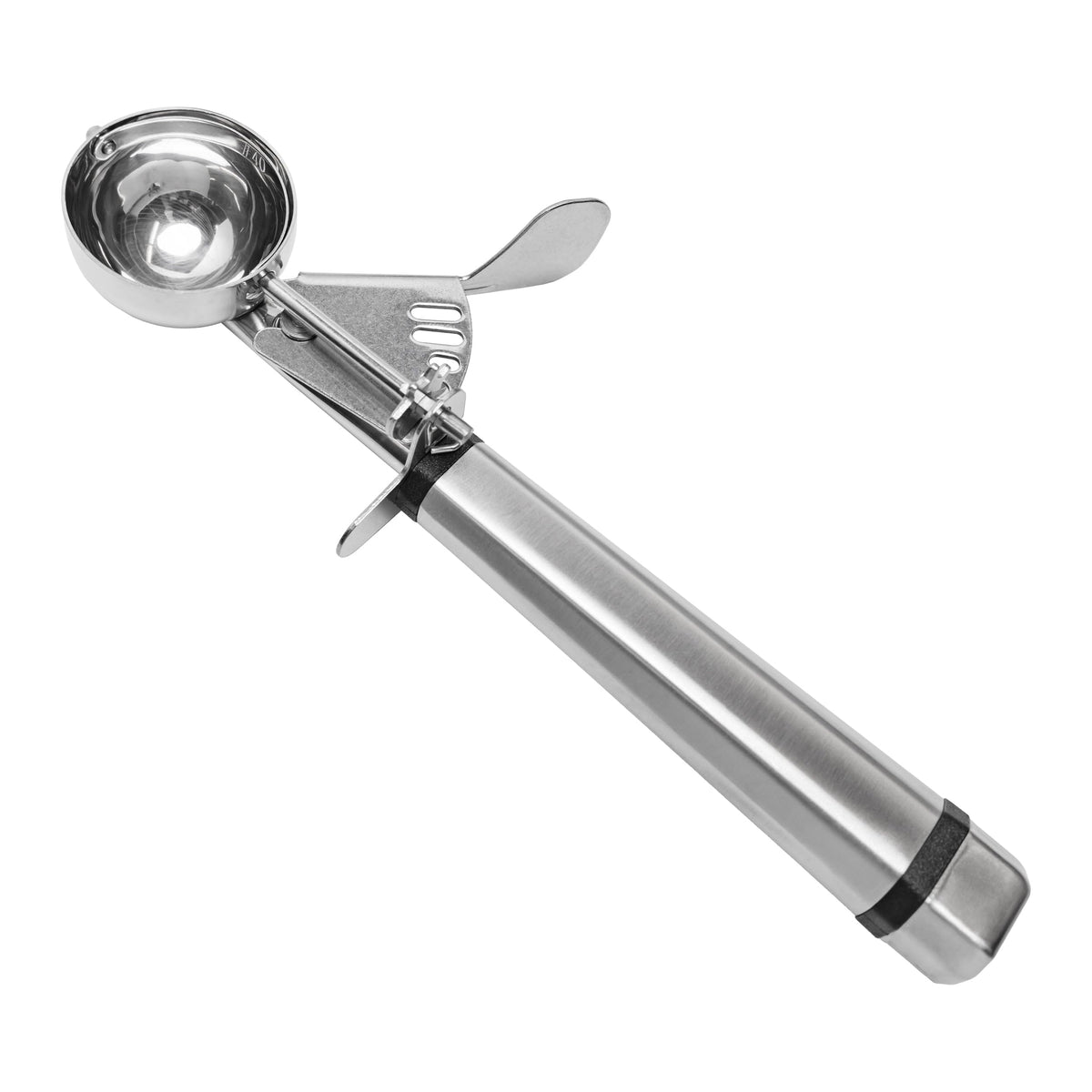 Fat Daddio's SCTP-40 stainless steel scoop with ergonomic handle for even portions.