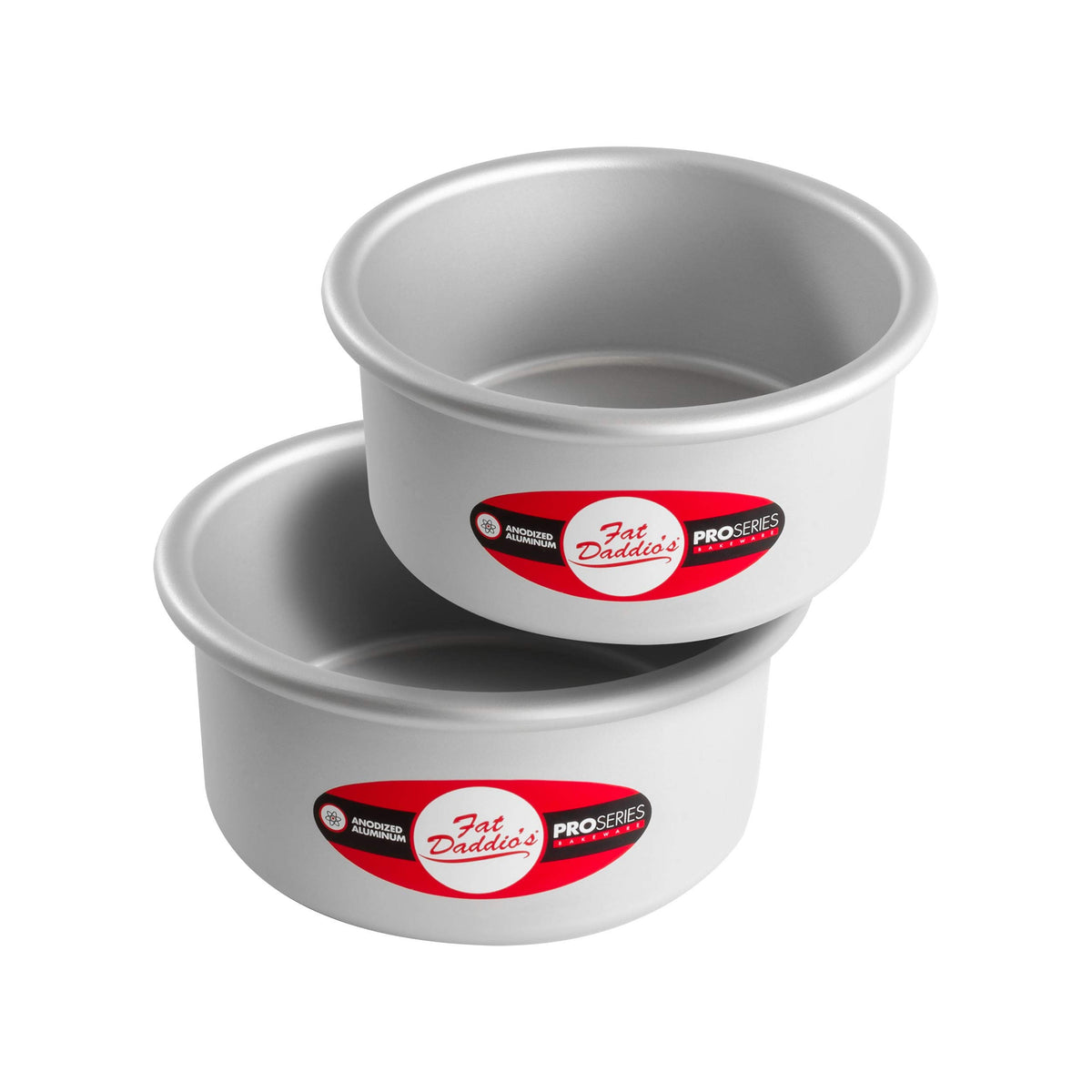 Fat Daddio's anodized round cake pan 6x3 interior ready for precise small-layer cakes.