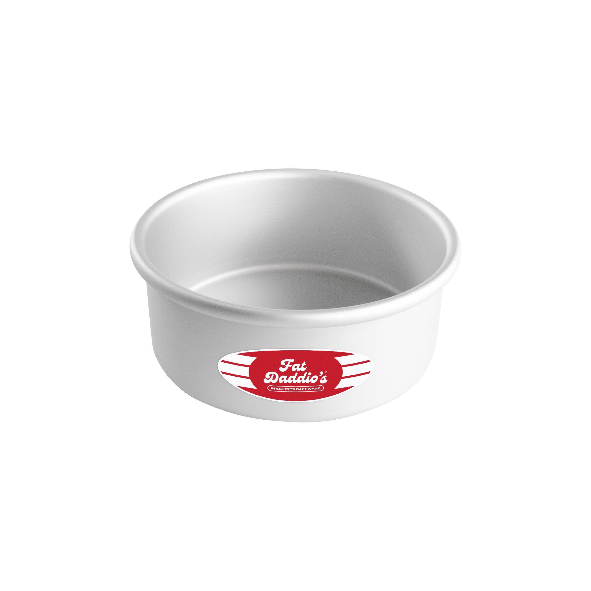 Fat Daddio's anodized round cake pan top view shows even heat for consistent results.