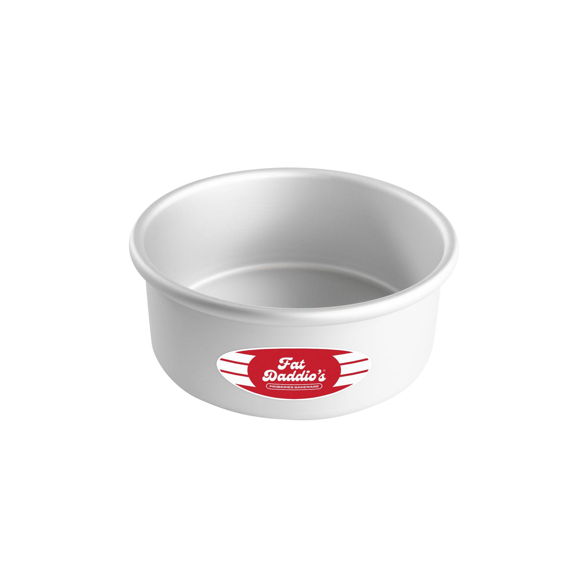 Fat Daddio's anodized round cake pan top view shows even heat for consistent results.