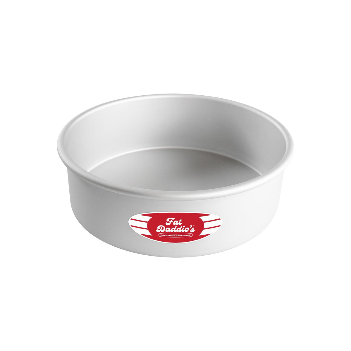 Fat Daddio's anodized round cake pan 9x3 top view highlighting even heat distribution.