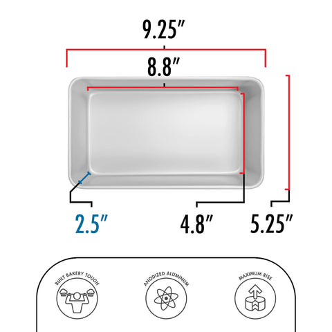 Fat Daddio's BP-5643 loaf pan bottom view emphasizing rust-free durability