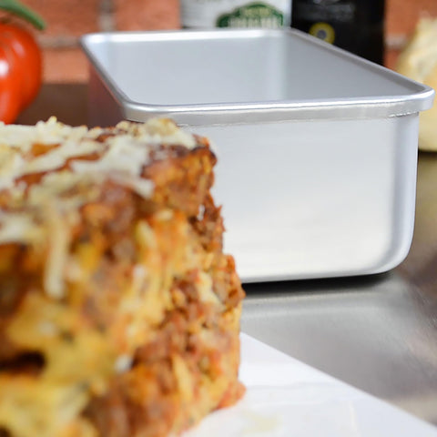 Fat Daddio's BP-5643 loaf pan with freshly baked loaf