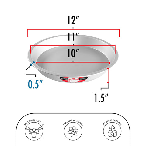 Fat Daddio's PIE-12 side rim profile highlighting deep 1.5-inch depth for pies