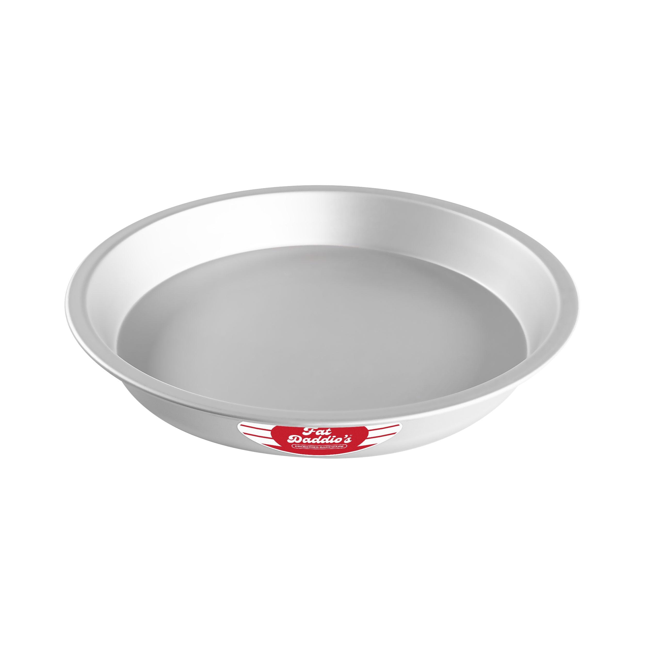 Fat Daddio's PIE-12 anodized pie pan seen from top view showing sturdy bakeware for even crusts
