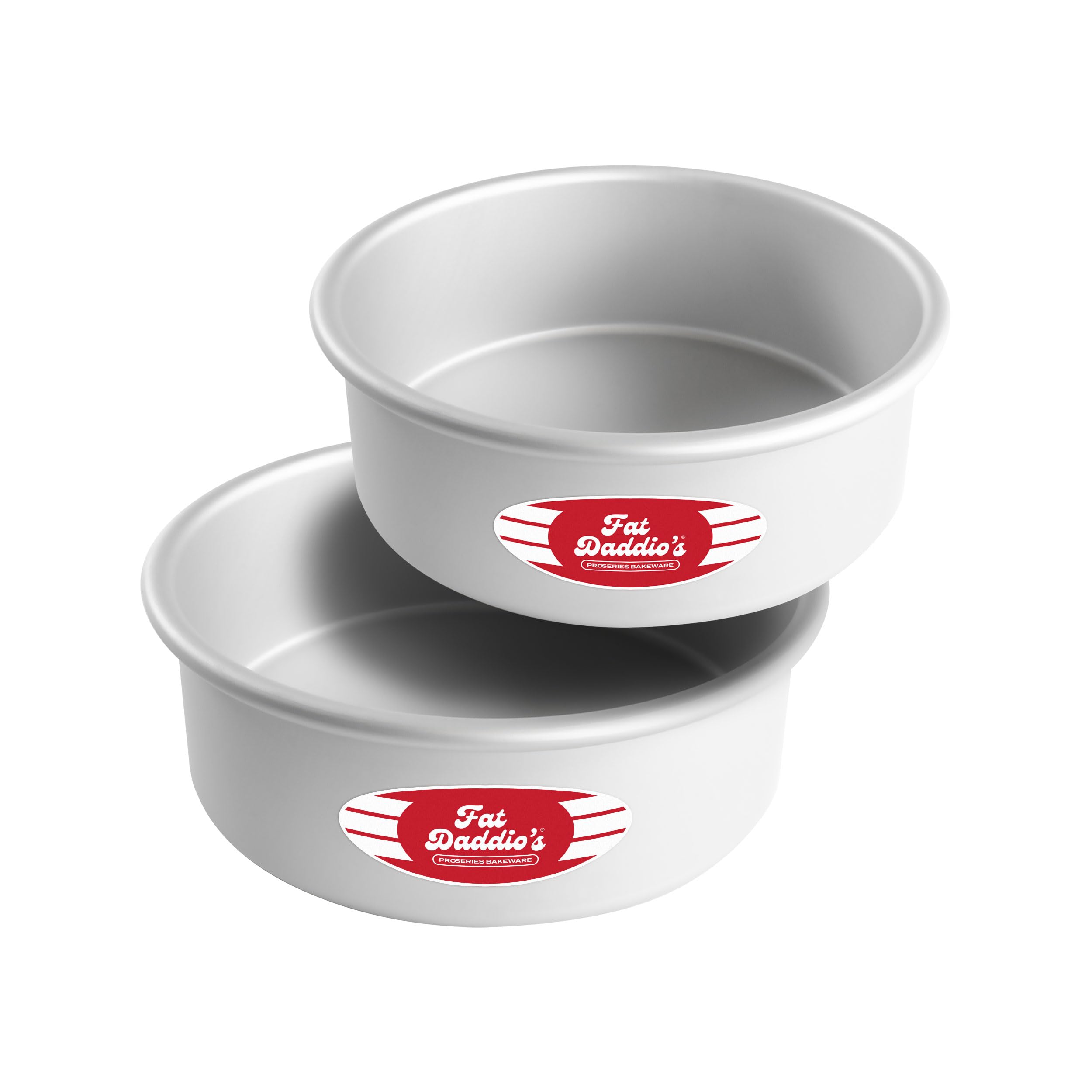 Fat Daddio's PRD-83SET round cake pans front view ready for bake day