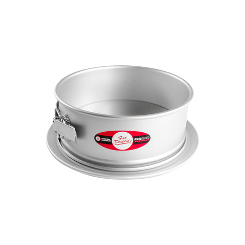 Fat Daddio's springform pan 3-inch height, stable pedestal base for secure cheesecakes.