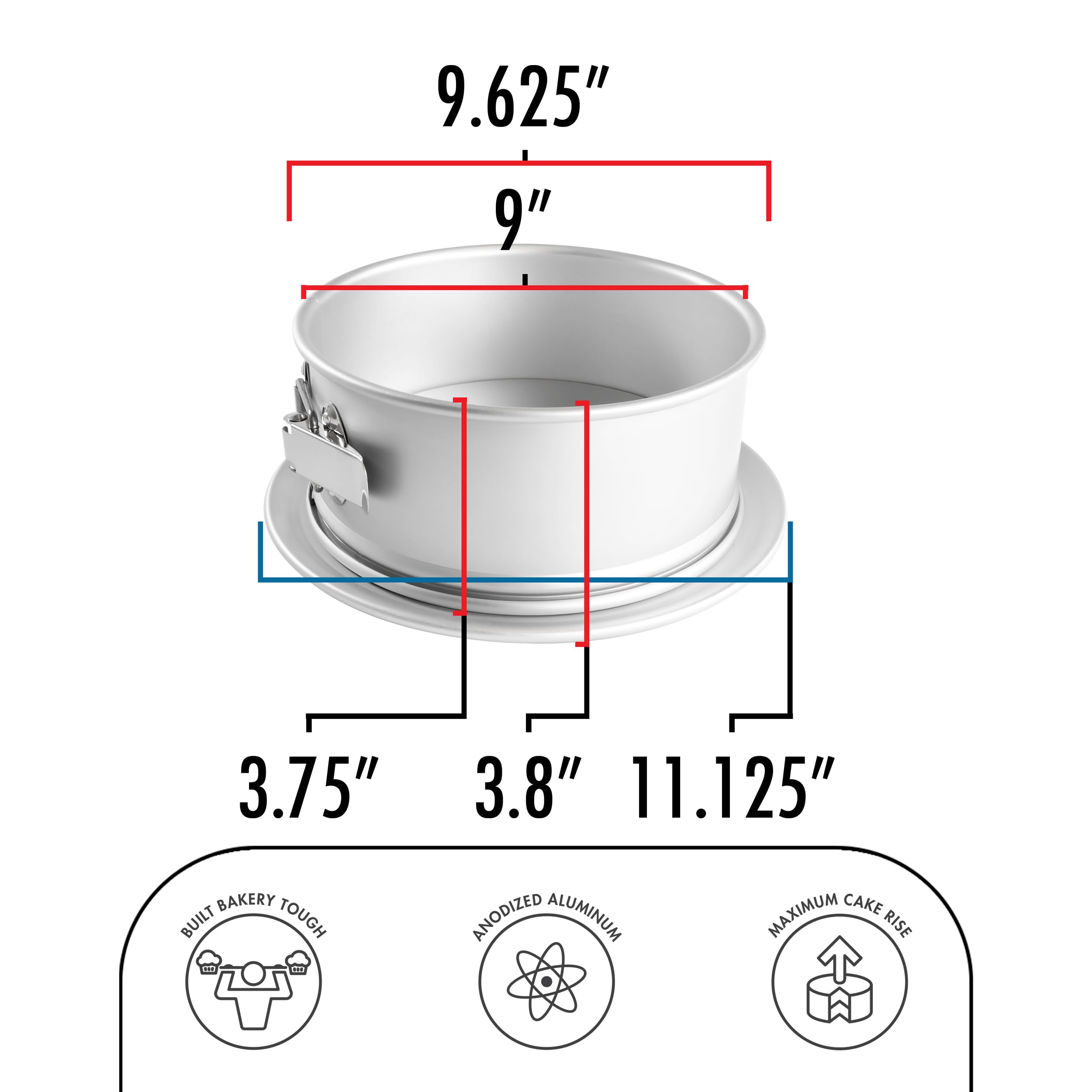 Fat Daddio's round springform pan with removable base for easy release.