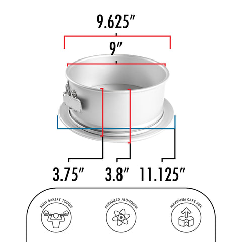 Fat Daddio's round springform pan with removable base for easy release.