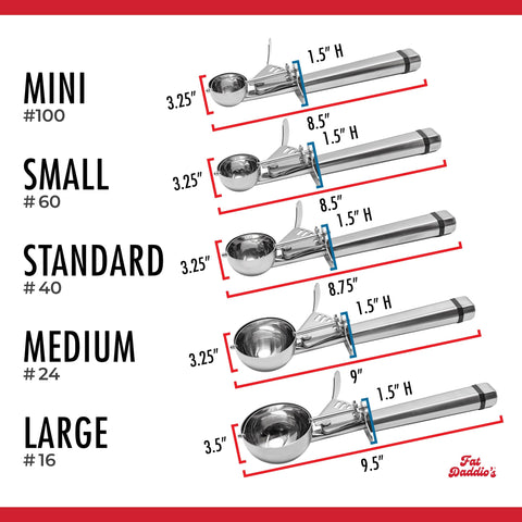 Fat Daddio's SCTP-16 ergonomic handle enables comfortable use during busy bakery prep.