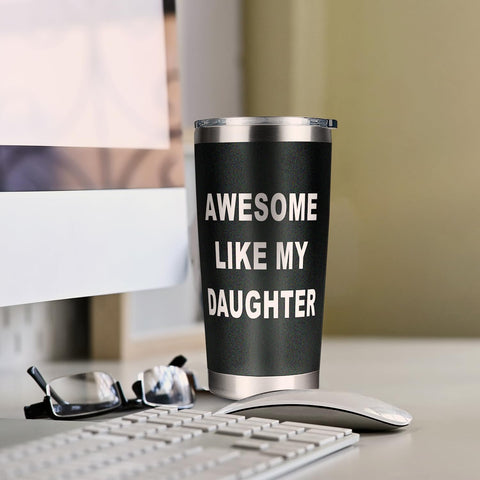 Fatbaby Dad Tumbler closeup on stainless steel; durable, rust-resistant quality for daily drinks.