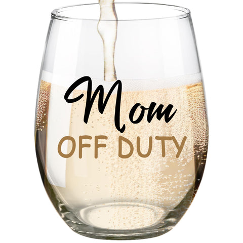 Fatbaby mom gifts wine glass 15oz close-up of the clear stemless design for easy sipping