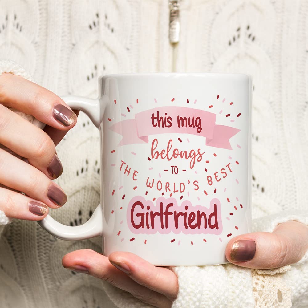 Fatbaby World's Best Girlfriend mug, front view, keeps tea warm during cozy moments