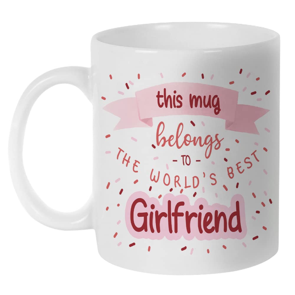 Fatbaby World's Best Girlfriend mug, side view with quote, ideal for daily coffee rituals