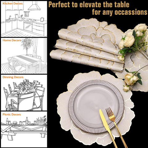 FAVE round placemats non-slip surface keep dishes in place.