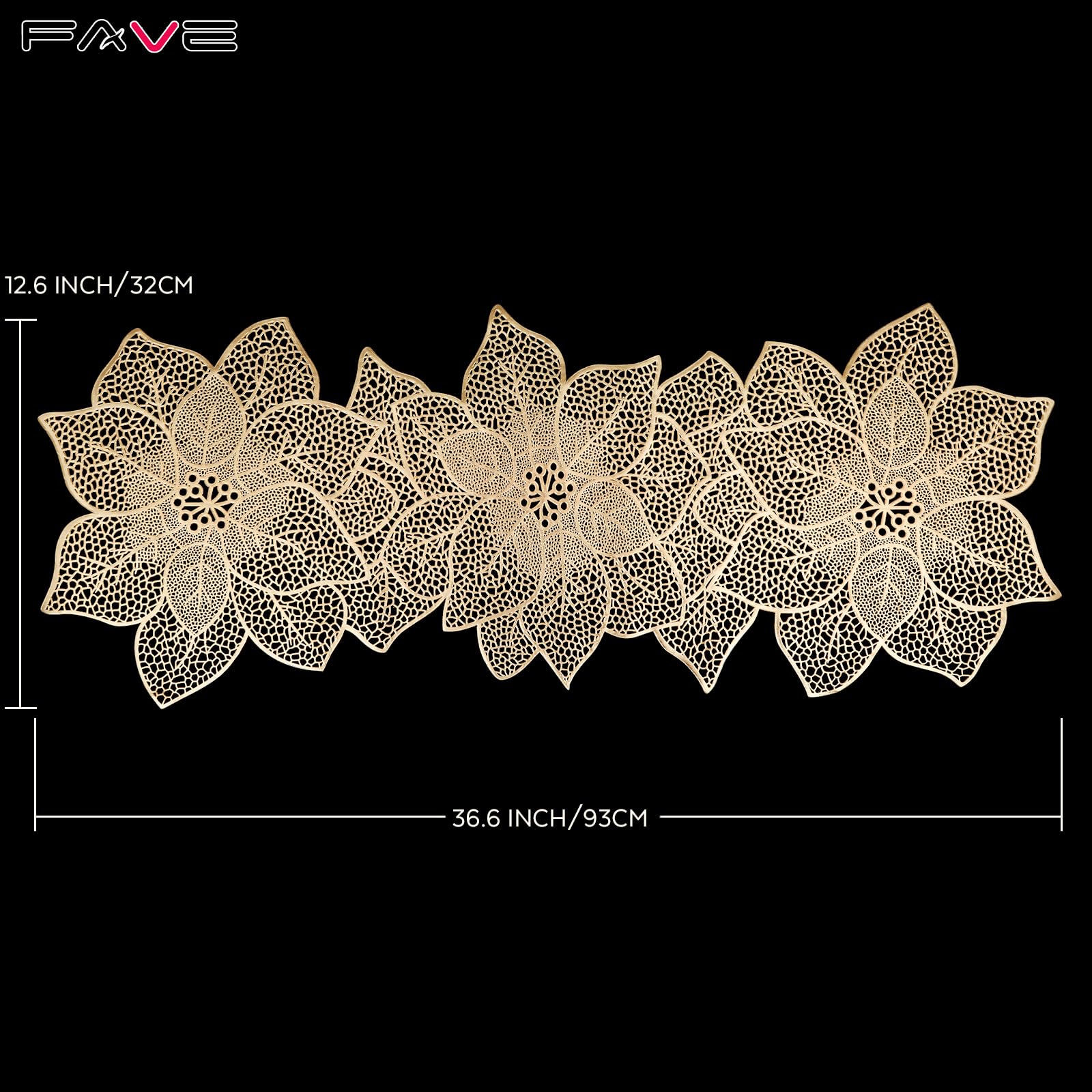 FAVE Gold table runner with flower design adds leaf-inspired elegance