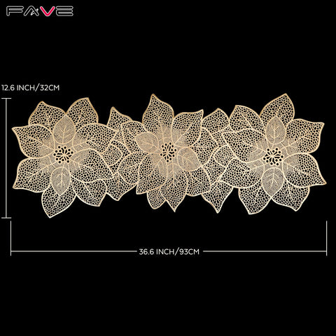 FAVE Gold table runner with flower design adds leaf-inspired elegance