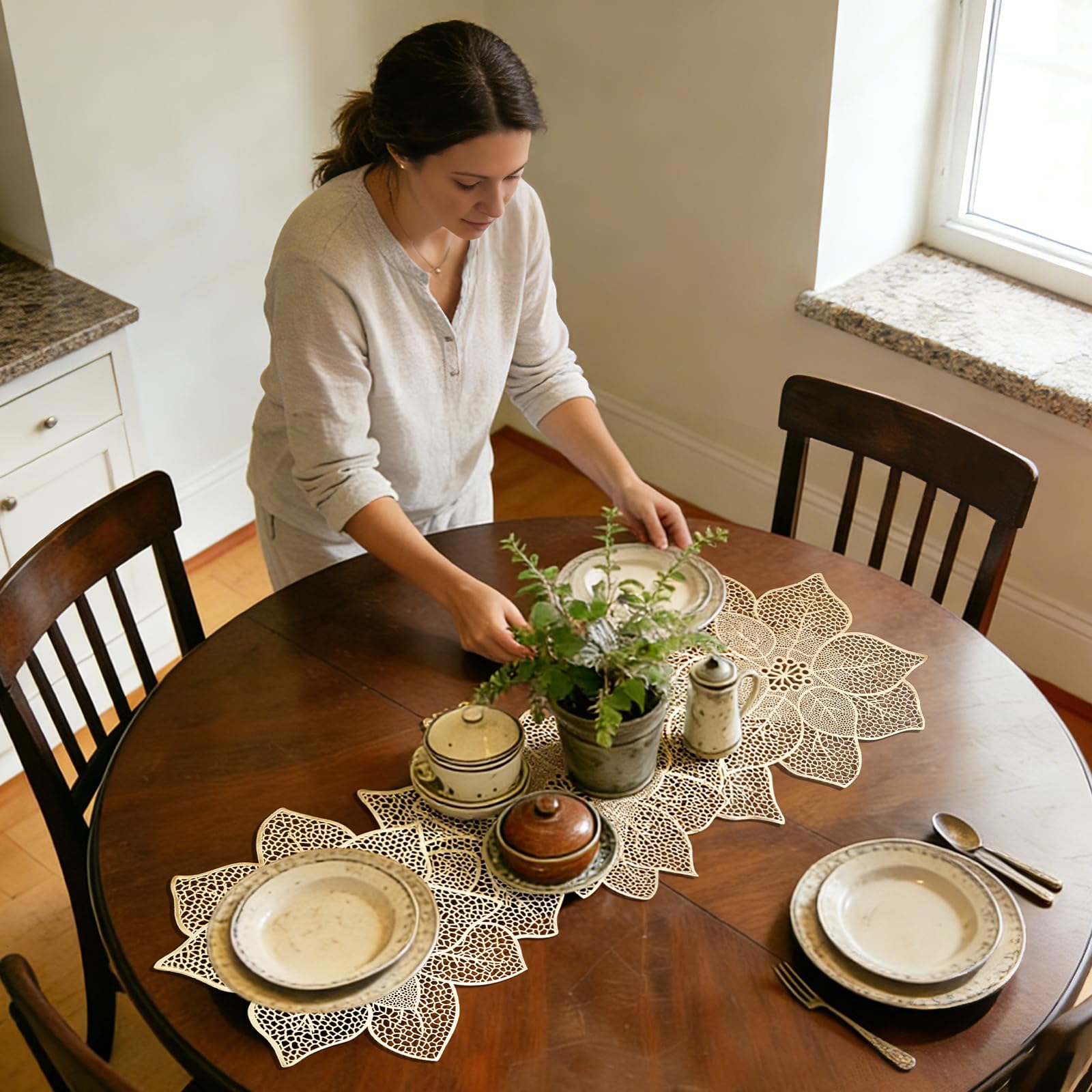 FAVE Gold table runner is waterproof and easy to wipe clean after meals